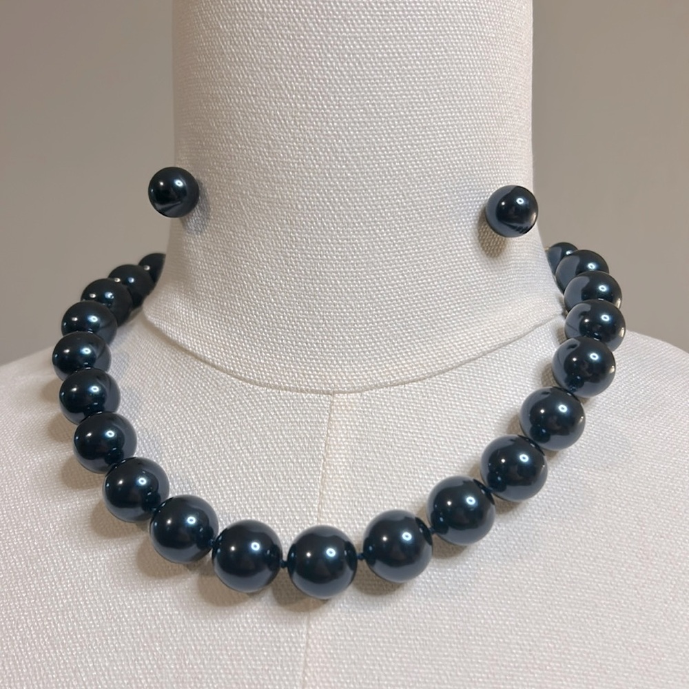 Charter Club - Navy Blue Pearls Tower NECKLACE  and EARRINGS